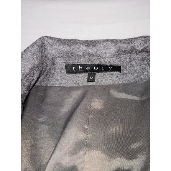 Theory Size 12 Wool Women Gray Blazer Jacket Button Up Academia Career Preppy - Picture 2 of 8